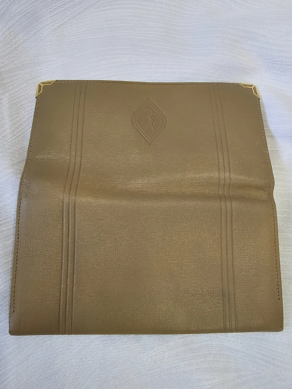 Yves Saint Laurent Tan Leather Vintage Continental Wallet with Gold Corners - Picture 6 of 12
